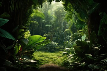 Aufkleber - Green tropical leaves in the jungle