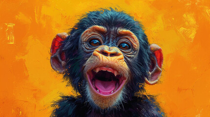 Wall Mural - detailed illustration of a print of colorful baby gorilla