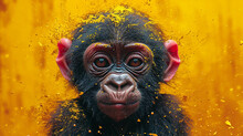 Detailed Illustration Of A Print Of Yellow Baby Gorilla