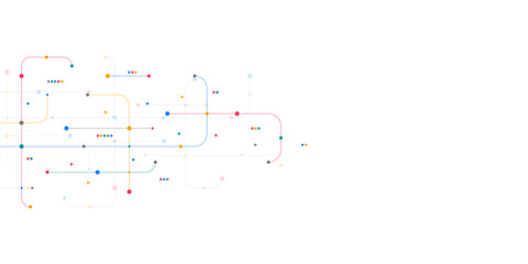 Poster - Digital technology concept with integrated circuit and network communication elements