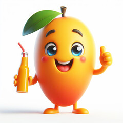 Wall Mural - 3D funny cartoon of a mango. Agriculture, fruit and healthy food. AI generated