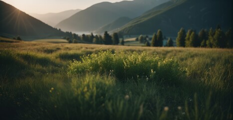 Stunning nature with vegetation, trees, and mountains. Generative AI