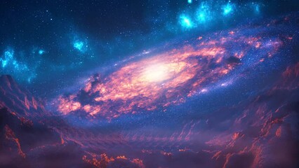 Wall Mural - Spiral nebula space towards bright light loop Animation footage video background