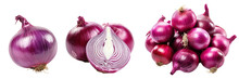 Set Of Purple Onions Isolated On Transparent Or White Background
