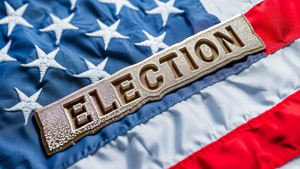 Wall Mural - A flag with the word ELECTION imprinted in the sand for the presidential election