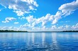 beautiful lake and blue clouds