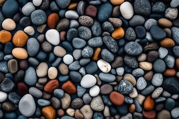 Wall Mural - Natural pebbles texture sea stones moody background