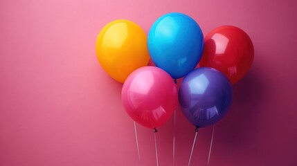 Poster -  a bunch of balloons sitting on top of each other on top of a pink surface with one balloon in the middle of the group and the balloons in the middle of the middle of the.