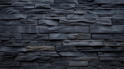 black stone texture pattern, abstract black stone pattern brick wall background. Black stone wall