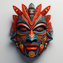 Canvas Print - Tribal mask with intricate patterns. 