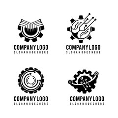 set of logo gear technology vector icon	