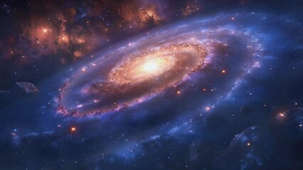 Wall Mural - Loop Animation of Spiral nebula space towards bright light loop Animation footage video background