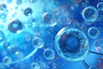 Poster - Blue cell research in molecular biology and medicine.