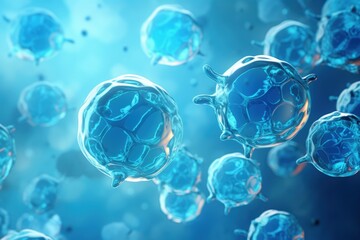 Poster - Blue cell research in molecular biology and medicine.