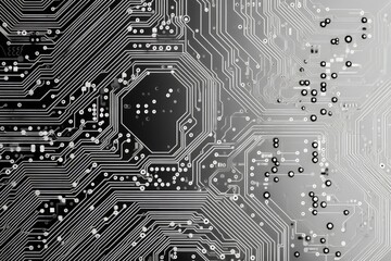 Fototapete - Printed circuit board background for computer technology with space for text.