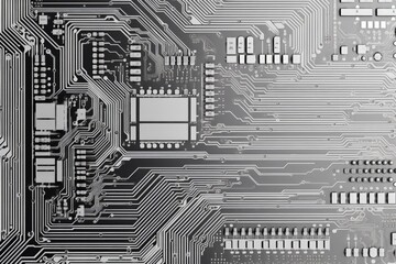 Fototapete - Printed circuit board background for computer technology with space for text.