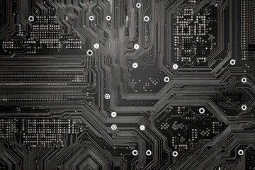 Fototapete - Printed circuit board background for computer technology with space for text.