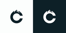 Vector Logo Design For The Initial Letter C With A Mountain Silhouette On Top.