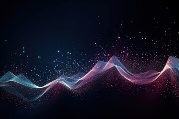 Poster - Abstract digital wave background with particles.