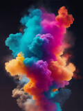 Fototapeta Tęcza - A photo of a an explosion of colorfull smoke Generative AI