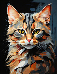 Naklejka na meble Abstract And color painting of a domestic Cat Digital Generative AI Photo