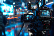 Television studio live news broadcast