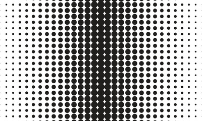Poster - abstract seamless minimalistic thin to thick black halftone dot pattern.