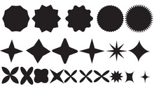 Star Burst Sticker Vector Set. Stars Collection. Star Icons. Starburst Flower Sale Badge. Star Blank Label, Stickers Emblem. Shine Symbol Illustration. Sun Ray Frames, Quality Signs, Sale Icon
