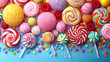 delicious background candy food illustration tasty sugary, colorful dessert, confectionery snack delicious background candy food
