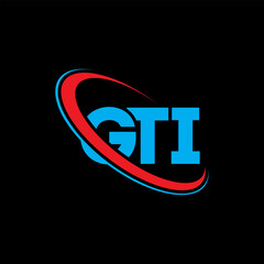 GTI logo. GTI letter. GTI letter logo design. Initials GTI logo linked with circle and uppercase monogram logo. GTI typography for technology, business and real estate brand.