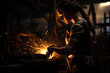 Photo of creative blacksmith in dark ambiance aesthetic