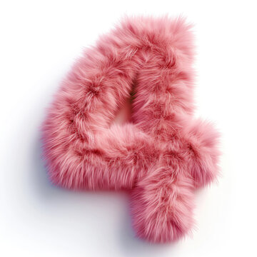 A pink fur letter on a white surface
