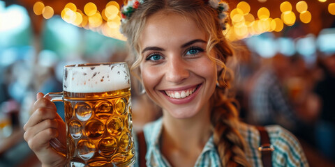 Poster - Frau mit Bier