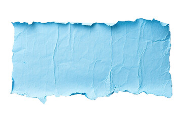 Poster - Blank, blue sheet of paper, rectangular shape. On transparent background. Ripped, jagged page. With empty space for text.