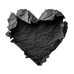 Poster - Blank, black piece of paper, heart shape. On transparent background. Ripped, jagged page. With empty space for text.