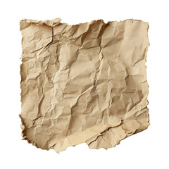 Poster - Aged brown sheet of paper, square shape. On transparent background. Ripped, jagged page. With empty space for text.