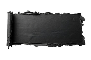 Poster - Blank, black sheet of paper, rectangular shape. On transparent background. Ripped, jagged page. With empty space for text.