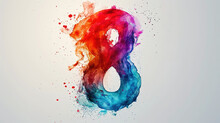 The Number 8 Watercolor Style With Space For Text On White Background