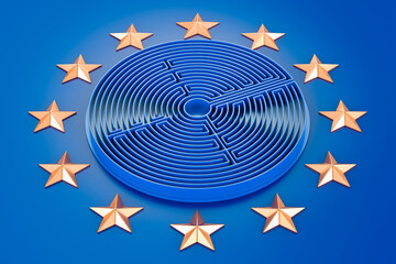 Poster - the european union map with labyrinth. 3d rendering