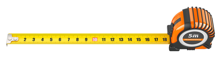 Poster - Tape Measure with retraction control, 3D rendering isolated on transparent background