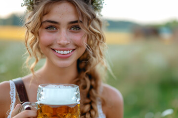 Poster - Frau mit Bier