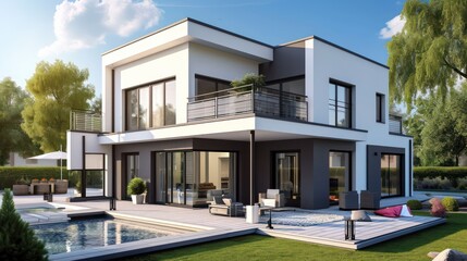 Modern house concept inspiration, ideal for business rental house concepts, homes for sale, and advertisements showcasing luxurious and modern houses