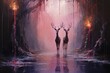 Elusive twilight fauns, guardians of the boundary between day and night - Generative AI