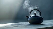 A Teapot With Steam Rising Out Of It