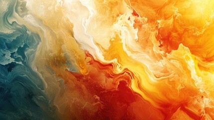 Aufkleber - A close-up view of a painting featuring vibrant shades of orange, yellow, and blue. This artwork can be used to add a pop of color and artistic flair to any space