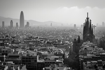 Poster - A black and white photo capturing the essence of a city. This versatile image can be used in various projects