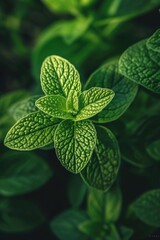 Aufkleber - A close-up view of vibrant green leaves. Perfect for nature enthusiasts or botanical themed projects
