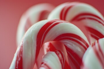 Poster - A close-up view of a group of candy canes. Perfect for holiday designs and festive decorations