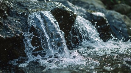 Poster - A detailed view of a flowing stream of water. Suitable for various applications