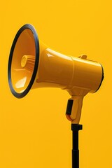 Aufkleber - A yellow megaphone sitting on top of a black pole. Ideal for announcements and public speaking events